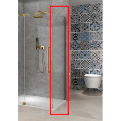 Van Rijn Products ST08 Vaste wand - 110x200cm - helder glas - dikte 8mm - muurprofiel - Messing