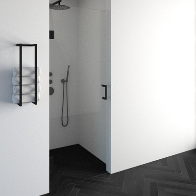 BRAUER Crée Porte de douche - 80x200cm - sans profil - anti-calcaire - verre de sécurité 8mm - noir mat