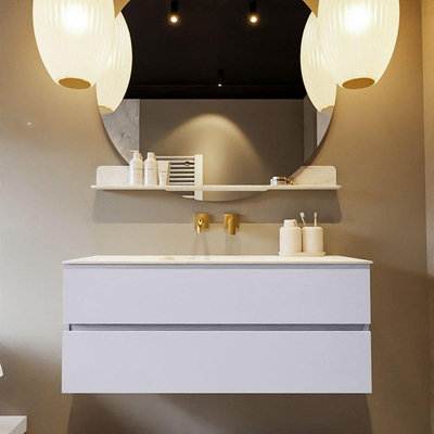 Mondiaz VICA-DLUX ensemble de meuble de salle de bain - 120cm - meuble sous-vasque cale - 2 tiroirs - lavabo encastrée cloud milieu - sans trous de robinet - version haute de 60cm - opalo