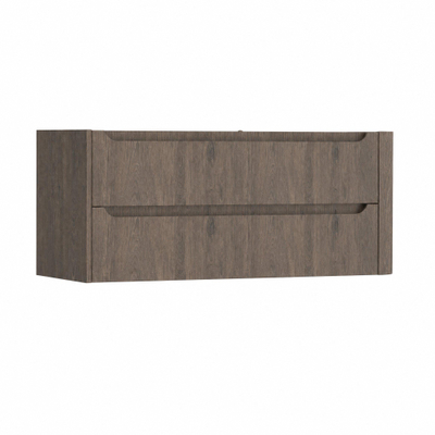 H&R Meubles de salle de bains Juice Meuble sous lavabo - 120x45x50cm - angle droit arrondi - 2 tiroirs - poignée intégrée - chêne Tucson