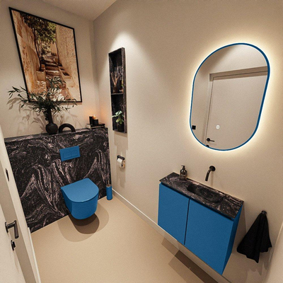 MONDIAZ TURE-DLUX 60cm toiletmeubel Jeans. EDEN wastafel Lava positie rechts. Zonder kraangat.