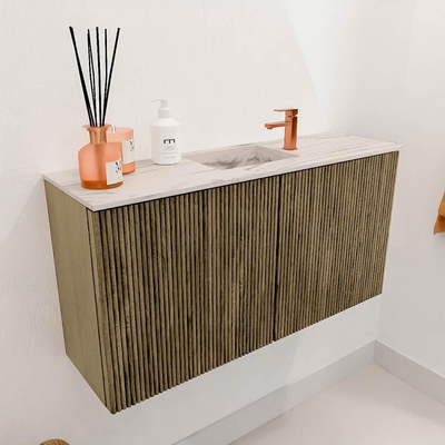 Mondiaz JOYA-DLUX Meuble de salle de bains 80cm - couleur Dusk - Vasque FAYE position Milieu 1 trou de robinet couleur Nata