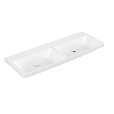 Villeroy & Boch Subway 3.0 Double lavabo à poser - 1300 x 475 x 165 mm - Blanc Alpin CeramicPlus - sans trop-plein