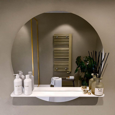 Mondiaz SPOT Badkamerspiegel - rond 80cm - spiegelplanchet - kleur Talc