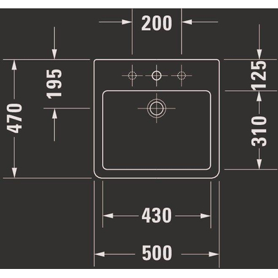 Duravit Vero Opbouwwastafel - geslepen - met kraangat - met overloop - 50x47cm - met wondergliss - inclusief bevestiging - wit
