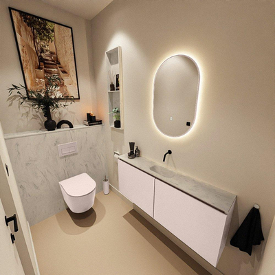 MONDIAZ TURE-DLUX 120cm toiletmeubel Rosee. EDEN wastafel Opalo positie midden. Zonder kraangat.