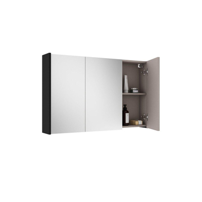 Adema Prime Spiegelkast - 100x63x16cm - inclusief zijpanelen - mat zwart