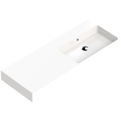 Thebalux lavabo Quadro 120 cm céramique 1x cuve à droite sans trou de robinet blanc