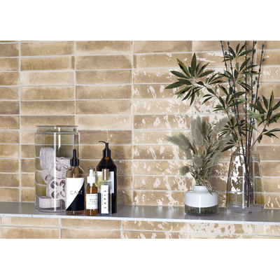 SAMPLE Terravito Giavelo wand- en vloertegel - 6x24.6cm - 8.4mm - Rechthoek - Overig - glans beige - Beige