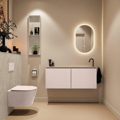 MONDIAZ TURE-DLUX Meuble toilette - 120cm - Rosee - EDEN - vasque Opalo - position droite - 1 trou de robinet