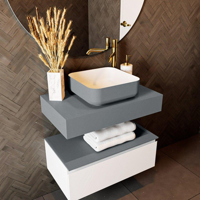 Mondiaz TOP 41 Vrijhangend Topblad - 70x41x12cm - geschikt voor waskom - Solid surface - Plata
