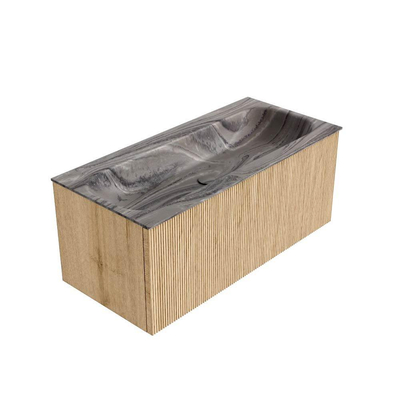 MONDIAZ KURVE-DLUX Meuble de salle de bains 100cm couleur Oak avec 1 tiroir et 0 porte. Lavabo BIG MEDIUM Central sans trou de robinet Sombra.