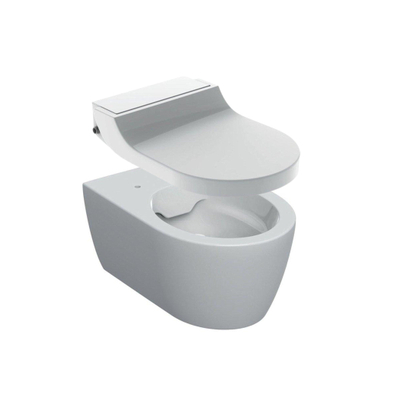 Geberit Aquaclean Tuma Ensemble WC-douche - Icon toilette - évacuation verticale - sans bride - avec abattant confort - sèche-cheveux - douchette intime - extraction des odeurs - kit de raccordement d'eau - blanc brillant