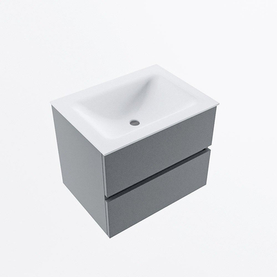 Mondiaz VICA Ensemble de meuble de salle de bain - 60cm - meuble sous-vasque plata - 2 tiroirs - lavabo cloud milieu - 1 trou de robinet - version haute de 60cm - talc