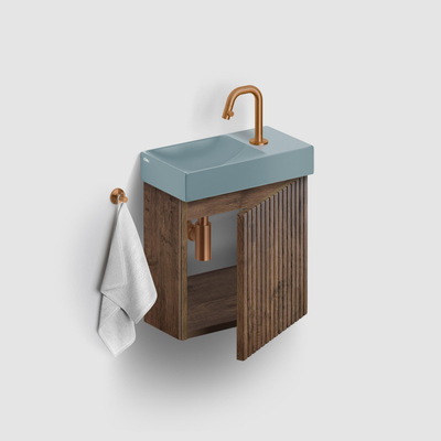 Clou Vale fontein 38 cm met kraangat rechts mat blauw keramiek