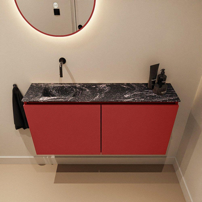 MONDIAZ TURE-DLUX Meuble toilette - 100cm - Fire - EDEN - vasque Lava - position gauche - sans trou de robinet