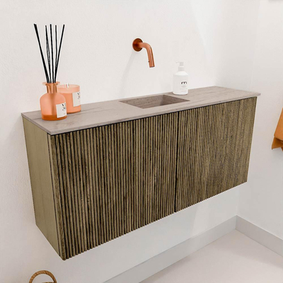 Mondiaz JOYA-DLUX meuble de toilettes 90 cm - couleur Dusk - Lavabo FAYE position Milieu Sans trou de robinet couleur Saba.