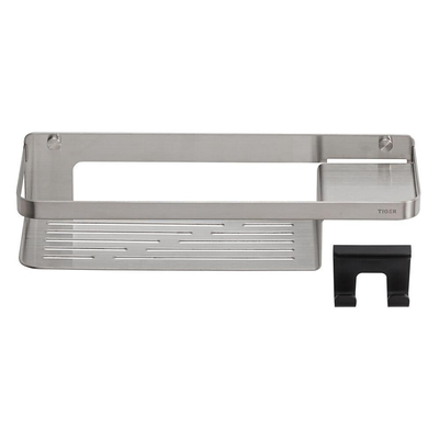 Tiger Caddy Panier de douche avec crochet porte-serviette 32 cm Inox brossé