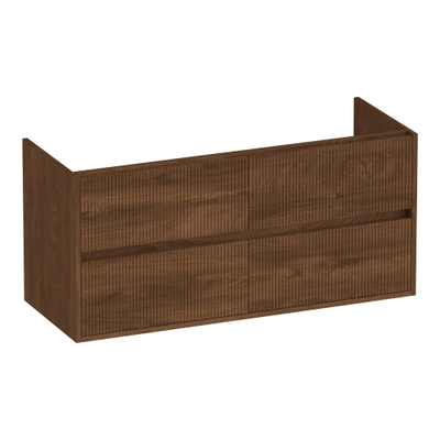 BRAUER Adore Wavy meuble sous-lavabo 120 4 tiroirs softclose - sans poignées - 2 découpes pour siphon - Forest Cacao