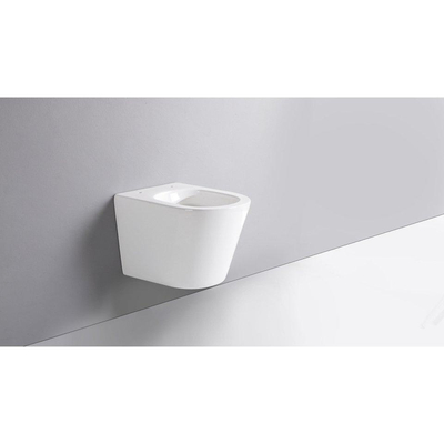 QeramiQ Dely Toiletset - 36.3x51.7cm - diepspoel - rimless - Geberit UP720 inbouwreservoir - softclose toilet zitting 35 mm - bedieningsplaat mat antraciet - ronde knoppen - wit glans