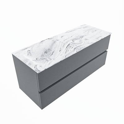 Mondiaz VICA-DLUX ensemble de meuble de salle de bain - 120cm - meuble sous-vasque plata - 2 tiroirs - lavabo encastrée cloud gauche - sans trous de robinet - version haute de 60cm - glace