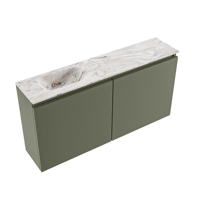 MONDIAZ TURE-DLUX 100cm toiletmeubel Army. EDEN wastafel Glace positie links. Zonder kraangat.