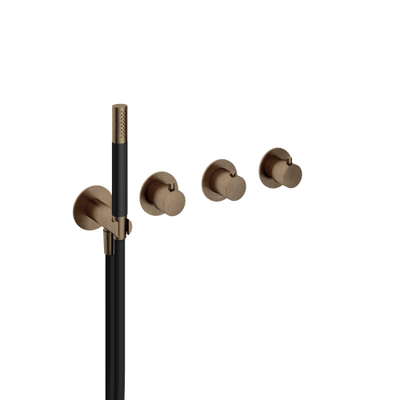 Hotbath Cobber partie apparente robinet de baignoire-douche encastré thermostatique avec 2 robinets d'arrêt sans bec laiton vieilli