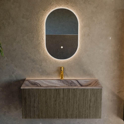 MONDIAZ KURVE-DLUX 100cm badmeubel kleur Shadow met 1 lade en 0 deuren. Wastafel BIG MEDIUM Midden 1 kraangat Sombra.