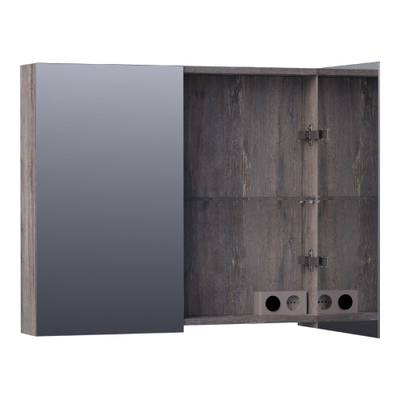 BRAUER Impress spiegelkast – 80x70x15 cm – 2 deuren, dubbelzijdige spiegeldeuren – Driftwood