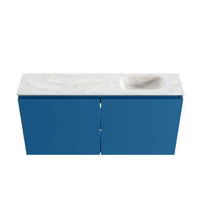 MONDIAZ TURE-DLUX 100cm toiletmeubel Jeans. EDEN wastafel Ostra positie rechts. Met 1 kraangat.