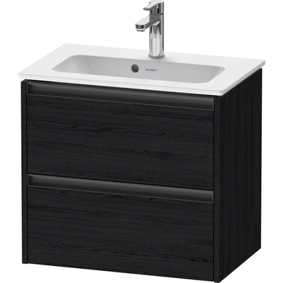Duravit Ketho.2 Wastafelonderbouwkast - met 2 laden - 61x39x54.9cm - met grepen antraciet - eiken zwart mat