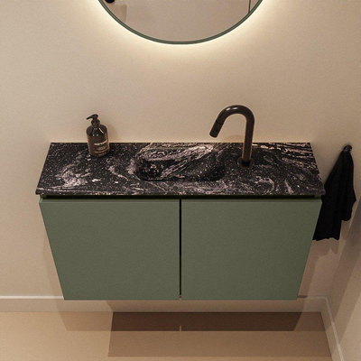 MONDIAZ TURE-DLUX Meuble de toilettes 80 cm Army. Lavabo EDEN Lava position milieu. Avec 1 trou de robinet.