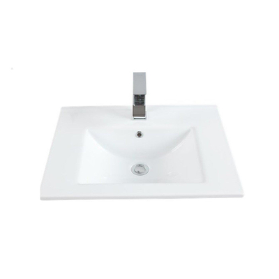 Sanicare q6 lavabo 60x45cm 1 trou pour robinet avec trop-plein rectangle céramique blanc