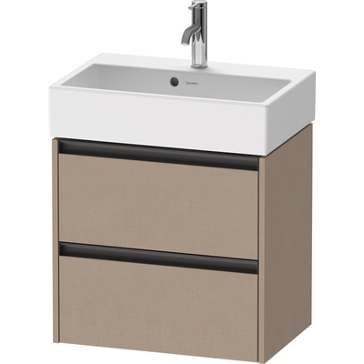 Duravit Ketho 2 Meuble sous-lavabo - 2 tiroirs - 58.4x39x54.9cm - poignées anthracite - lin mat