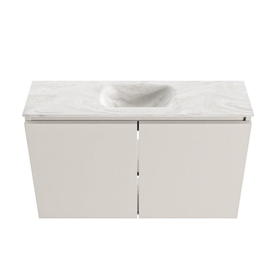 MONDIAZ TURE-DLUX Meuble WC 80 cm Linen. Lavabo EDEN Ostra position milieu. Avec 1 trou de robinet.