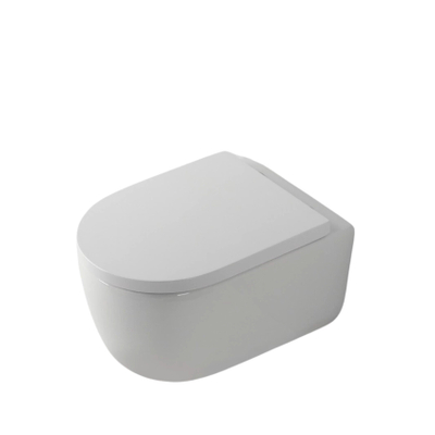 FugaFlow Eccelente Pietra Swirl Ensemble WC suspendu - 36,5x53,0cm - chasse profonde - sans rebord - abattant à fermeture douce - blanc brillant
