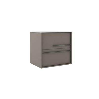 Saniclass Prime Essential Meuble sous lavabo - 60x55x46cm - 2 tiroirs - Poignée standard - MDF - taupe