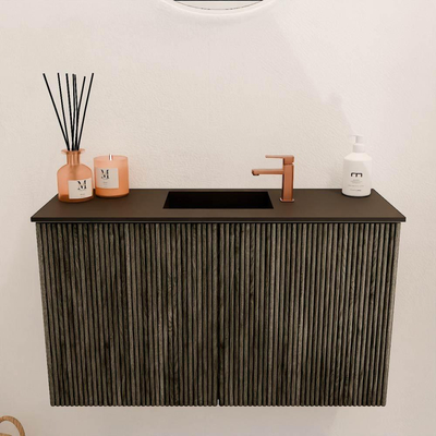 Mondiaz JOYA 70cm toiletmeubel - kleur Shadow - Wastafel FAYE positie Midden 1 kraangat kleur Urban.