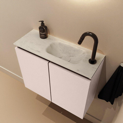 MONDIAZ TURE-DLUX Meuble toilette - 60cm - Rosee - EDEN - vasque Opalo - position droite - 1 trou de robinet