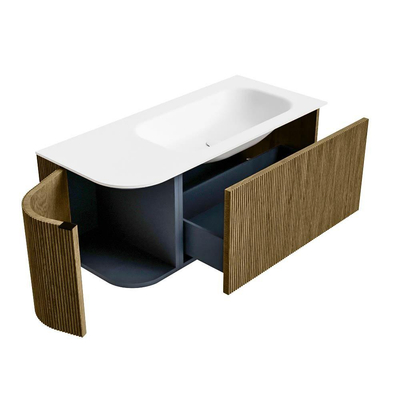 Mondiaz KURVE Badkamermeubelset - 105x46x40cm - 1 lade - 1 deur - wastafel solid surface - rechts - 1 kraangat - Dusk