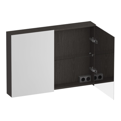 BRAUER Impress armoire de toilette - 100x70x15cm - sans éclairage - 2 portes miroir double face - Anthracite Bois