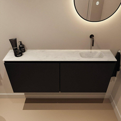 MONDIAZ TURE-DLUX Meuble WC 120 cm Urban. EDEN lavabo Opalo position droite. Sans trou de robinet.