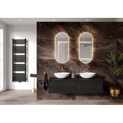 HR Badmeubelen Oval Spiegel compact 40x90cm traploos dimbaar dotless LED incl verw OUTLETSTORE