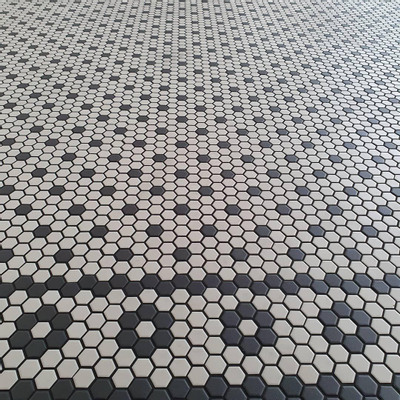 The Mosaic Factory London Carrelage hexagonal 2.3x2.3x0.6cm pour le sol pour l'intérieur et l'extérieur résistant au gel porcelaine non verni 18 points Blanc/Noir