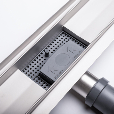 BRAUER Caniveau de douche - cadre d'étanchéité - 100x7x6.7cm - à fond creux - sortie latérale - inox