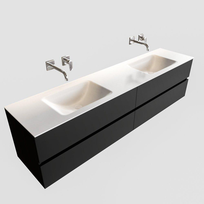 ENSEMBLE DE MEUBLE MONDIAZ VICA - 200 cm - 4 tiroirs - lavabo Cloud double - 0 trou de robinet - solid surface urban