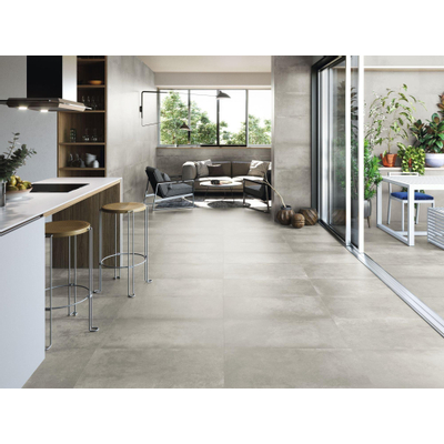 Baldocer Ceramica Grafton wand- en vloertegel - 40x80cm - Rechthoek - 10mm - gerectificeerd - Betonlook - Silver