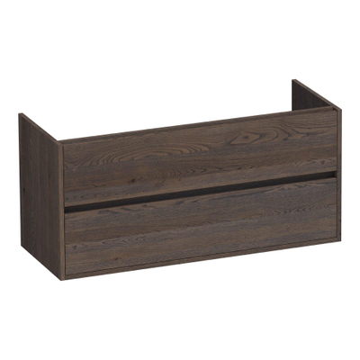 BRAUER Adore Meuble sous-lavabo - 120x46x55cm - 2 tiroirs softclose - sans poignées - 1 découpe pour siphon - chêne massif - lamelles chêne noir