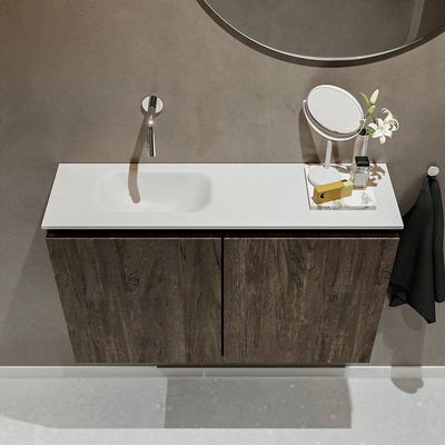 MONDIAZ TURE Toiletmeubel 90x23x50cm met 0 kraangaten 2 deuren dark brown