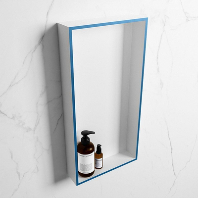 Mondiaz Easy nis 29.5x59.5x8cm voor Inbouw/opbouw 1 open vak Solid surface Talc/Jeans